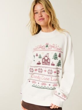 Hollister S Cloud White Feel Good Oversized Mock-Neck Winter Sweatshirt